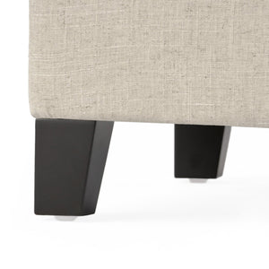 English Elm Storage Ottoman Bench with Button Tufted Waffle Lid for Bedroom or Living Room 68087.00DBGELNN