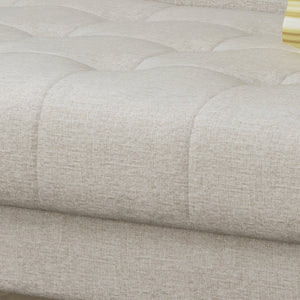 English Elm Aidan Tufted Fabric Sofa with Diamond Stitching and Gold Tipped Rubberwood Legs Beige 61688.00BGE