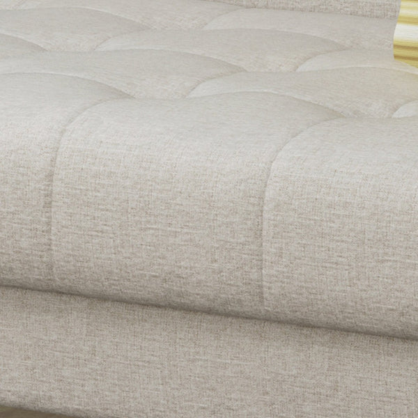 English Elm Aidan Tufted Fabric Sofa with Diamond Stitching and Gold Tipped Rubberwood Legs Beige 61688.00BGE