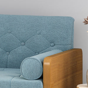 English Elm Aidan Tufted Fabric Sofa with Diamond Stitching and Gold Tipped Rubberwood Legs Blue 61688.00BLU