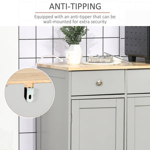 English Elm Sideboard Modern Buffet Cabinet with Magnet Door and Aluminum Handles, Large Storage & Adjustable Shelf Gray W2225142655