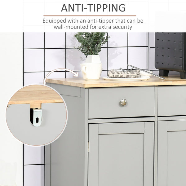 English Elm Sideboard Modern Buffet Cabinet with Magnet Door and Aluminum Handles, Large Storage & Adjustable Shelf Gray W2225142655