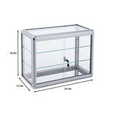 Hearth and Haven Tempered Glass Counter Top Display Showcase with Sliding Glass Door and Lock, Standard Aluminum Framing with Sliding Glass Door and Lock-Display Cabinet W2221139482 W2221139482