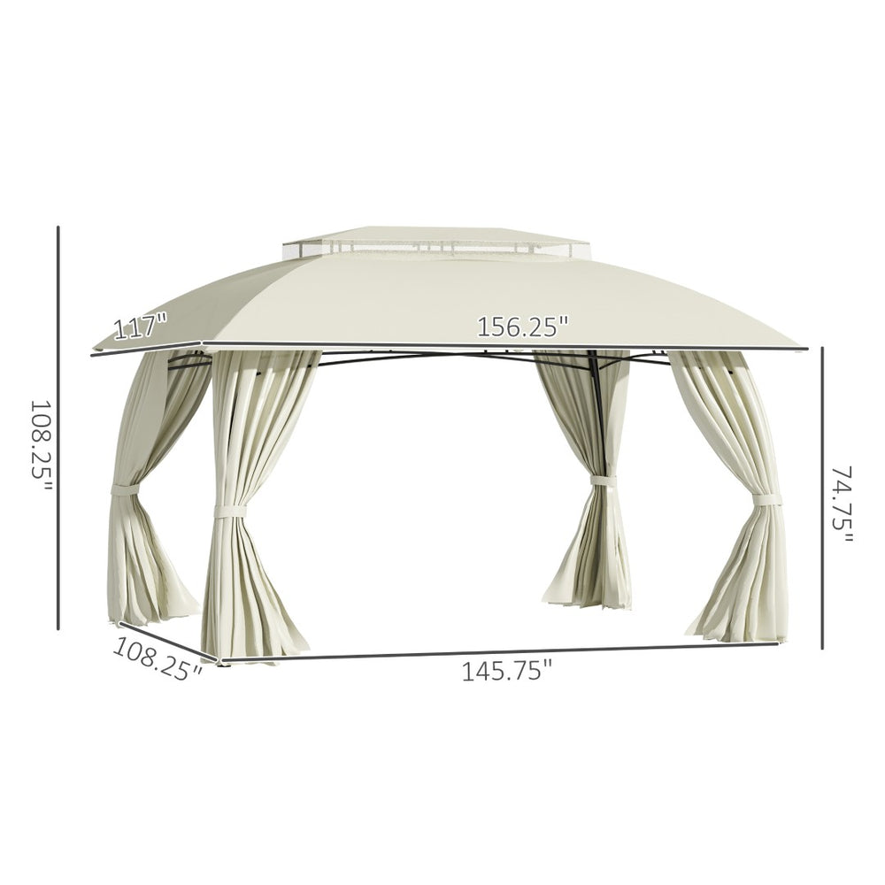 English Elm 10' 10ft Steel Frame Outdoor Gazebo with Vented Canopy Curtain Walls and Uv Shade W2225142542