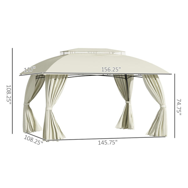 English Elm 10' 10ft Steel Frame Outdoor Gazebo with Vented Canopy Curtain Walls and Uv Shade W2225142542
