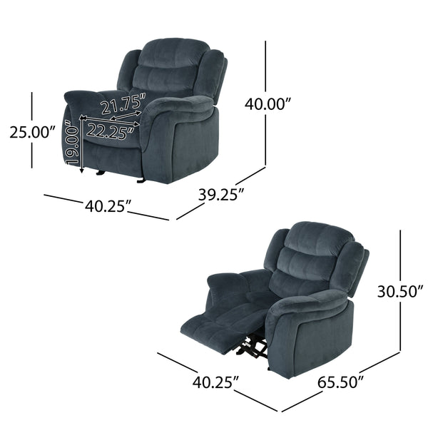 English Elm Christopher Knight Home® - Classic Glider Recliner with Luxurious PU Upholstery, Spacious Seat, Durable Frame, Ultimate Comfort Steel Gray 57412.00FSTL