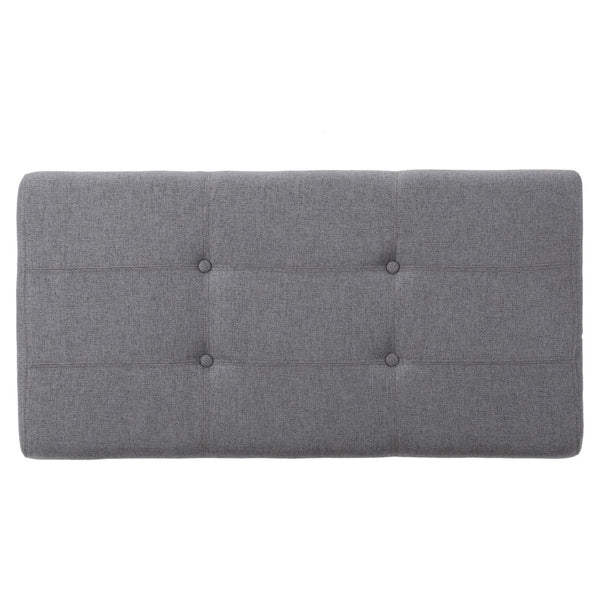 English Elm Storage Ottoman Bench with Lift Top Grey Upholstered Rolled Arm Traditional Style 74491.00GRY