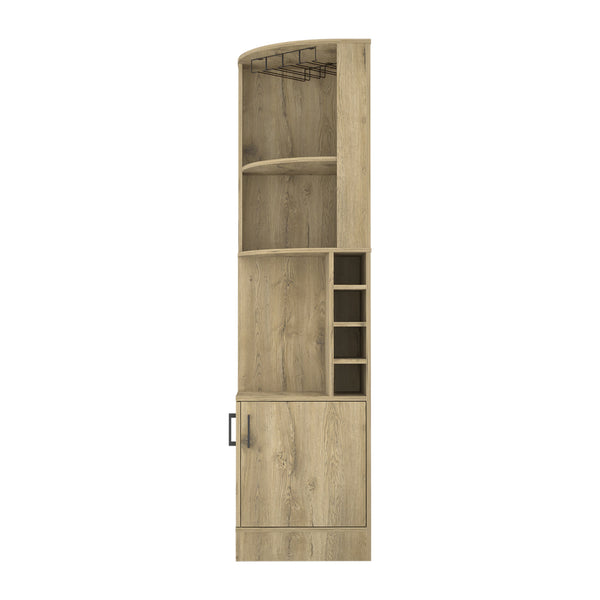 English Elm Corner Bar Cabinet Papprika Aged Oak Beige – Corner Liquor Storage with 8 Cubbies, Display Shelf, Compact Stylish Organizer B092142790