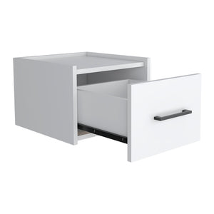 English Elm Floating Nightstand Calion Wall-Mounted White Drawer Nightstand Space-Saving Engineered Wood 17x16x5 B092142858