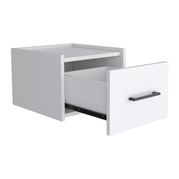 English Elm Floating Nightstand Calion Wall-Mounted White Drawer Nightstand Space-Saving Engineered Wood 17x16x5 B092142858