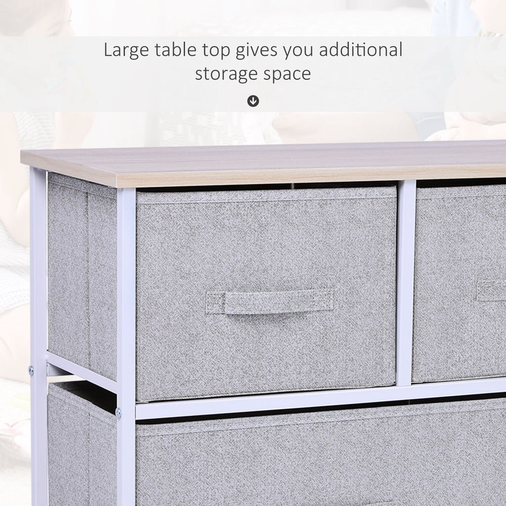 English Elm 40" Grey 5-Drawer Horizontal Storage Cube Dresser with Steel Frame, Removable Fabric Bins, Stable Organizer (39.5"L x 11.75"W x 21.25"H) W2225142644