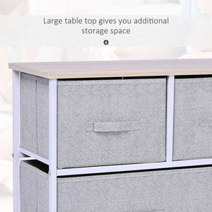 English Elm 40" Grey 5-Drawer Horizontal Storage Cube Dresser with Steel Frame, Removable Fabric Bins, Stable Organizer (39.5"L x 11.75"W x 21.25"H) W2225142644