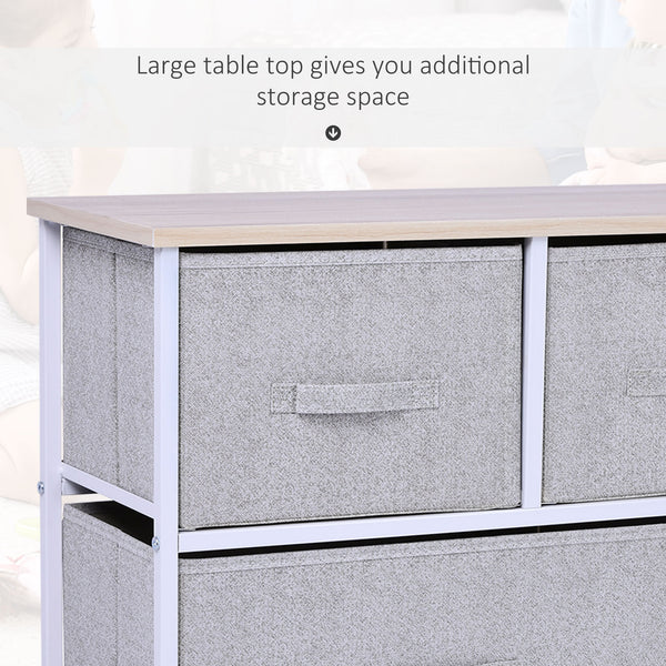 English Elm 40" Grey 5-Drawer Horizontal Storage Cube Dresser with Steel Frame, Removable Fabric Bins, Stable Organizer (39.5"L x 11.75"W x 21.25"H) W2225142644