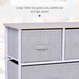 English Elm 40" L 5 Drawer Horizontal Storage Cube Dresser Unit Bedroom Organizer Livingroom Shelf Tower With Fabric Bins