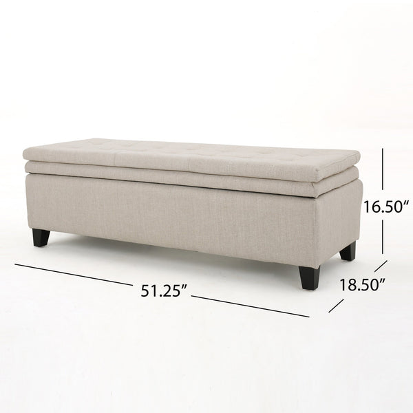 English Elm Christopher Knight Home® - PENROSE Linen Storage Ottoman Bench Ivory White with Birch Legs, Hidden Interior Storage & Versatile Seating 67219.00