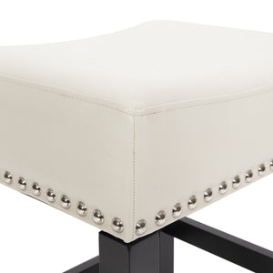 English Elm Christopher Knight Home® - 26-inch Backless Ivory Leather Counter Stool Set of 2 — Modern Bonded Leather, Bronze Hardwood Legs, 300 lb Capacity 74493.00IVR