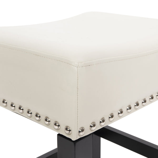 English Elm Christopher Knight Home® - 26-inch Backless Ivory Leather Counter Stool Set of 2 — Modern Bonded Leather, Bronze Hardwood Legs, 300 lb Capacity 74493.00IVR