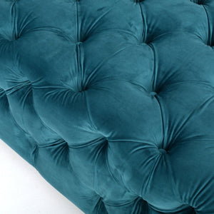 English Elm Ottoman Velvet Button Tufted Bench Glam Accent Seat for Living Room or Entryway 74561.00DT