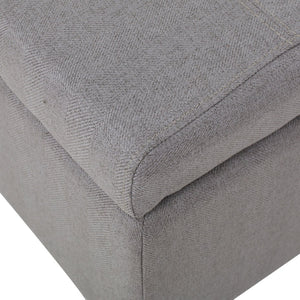English Elm Storage Ottoman Bench with Lift Top Grey Upholstered Rolled Arm Traditional Style 74491.00LGY