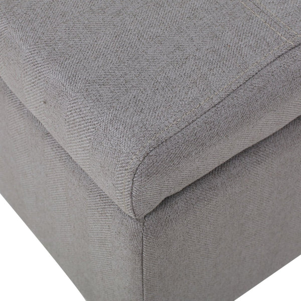 English Elm Storage Ottoman Bench with Lift Top Grey Upholstered Rolled Arm Traditional Style 74491.00LGY