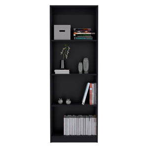 English Elm Bookcase Benzoni Engineered Wood Black – Four-Tier Office Storage, Space-Saving Shelves, Timeless Design (96) B092142811
