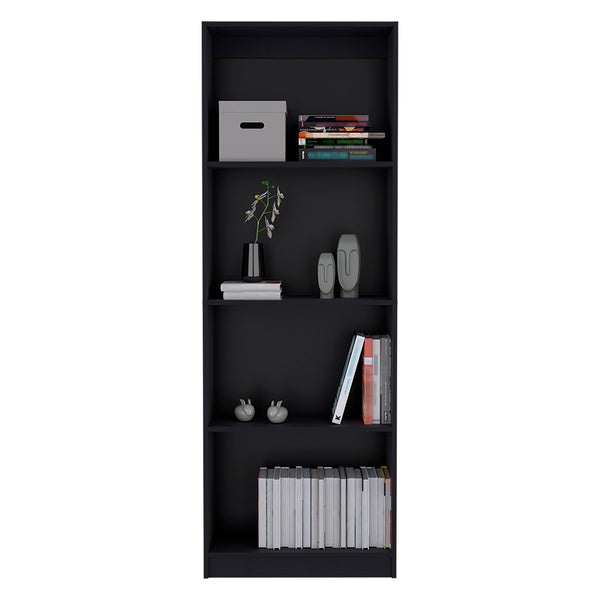 English Elm Bookcase Benzoni Engineered Wood Black – Four-Tier Office Storage, Space-Saving Shelves, Timeless Design (96) B092142811