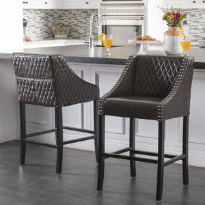 Christopher Knight Home® - Noble House - Milano Brown Quilted Bonded Leather Bar Stool