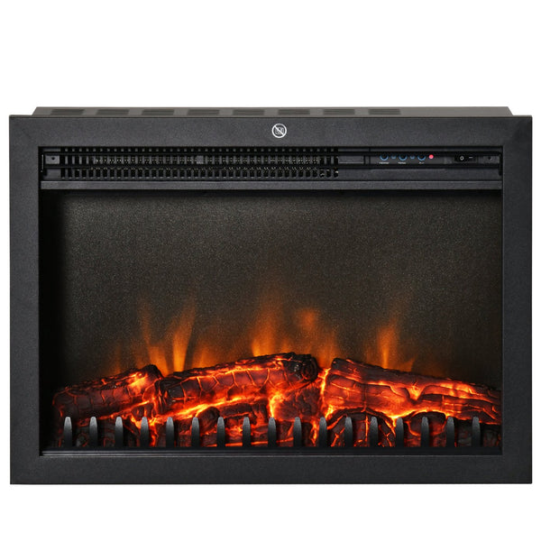 English Elm 24" Electric Fireplace Insert Retro Recessed Heater with Realistic Flames, Remote, 750/1500W, Black W2225142642