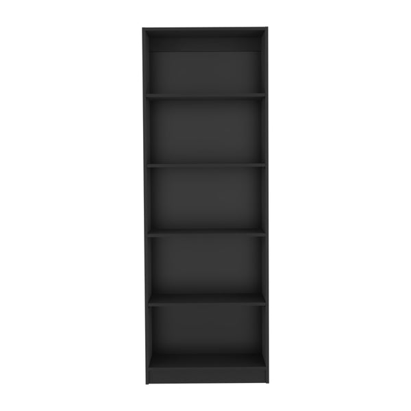 English Elm Bookcase Benzoni 4-Shelf Black Engineered Wood Space-Savvy Office Organizer with Extra Storage B092142812