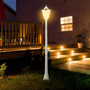 English Elm 77" Solar Lamp Post Light Vintage Aluminum Outdoor Street Lamp with PIR Motion Sensor, Adjustable Brightness, IP44 Weatherproof Garden Accent Lighting W2225142612