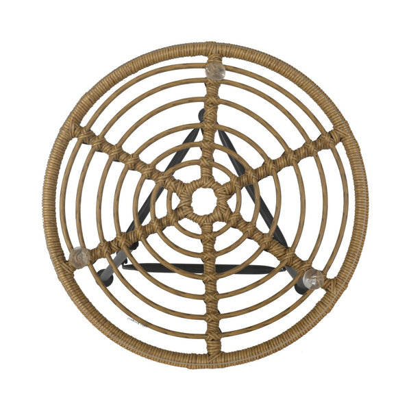 English Elm Orlando Outdoor Faux Rattan Side Table Tempered Glass Top for Deck or Porch 65038.00LBRN