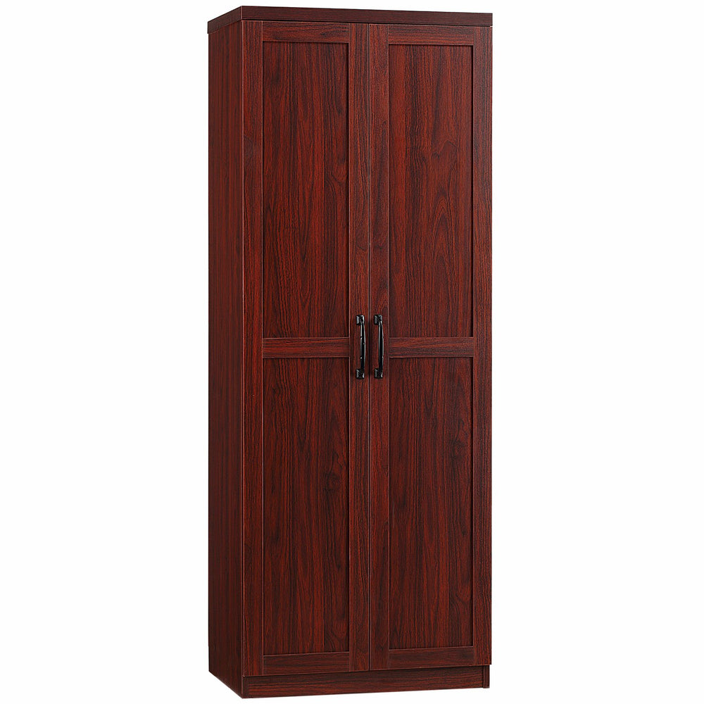 English Elm 63" 2-Door Kitchen Pantry Cabinet with 5-Tier Shelves, Adjustable Shelves, Anti-Tip Strap, Espresso Finish W2225142657