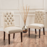 Christopher Knight Home® - Noble House - Crown Top Ivory Linen Dining Chair - Set of 2