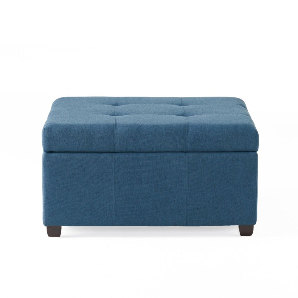 English Elm Carlsbad Tufted Waffle Lid Square Ottoman with Birch Legs for Living Room Storage 73426.00FDBL