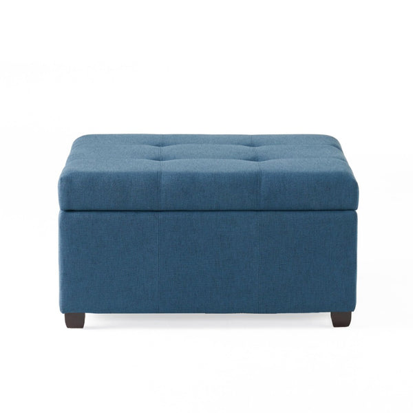 English Elm Carlsbad Tufted Waffle Lid Square Ottoman with Birch Legs for Living Room Storage 73426.00FDBL