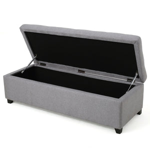 English Elm Christopher Knight Home® - BRENTWOOD Light Grey Tufted Storage Ottoman Bench with Pillow-Soft Cushioning and Hidden Interior 69073.00FLGRY