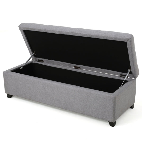 English Elm Christopher Knight Home® - BRENTWOOD Light Grey Tufted Storage Ottoman Bench with Pillow-Soft Cushioning and Hidden Interior 69073.00FLGRY