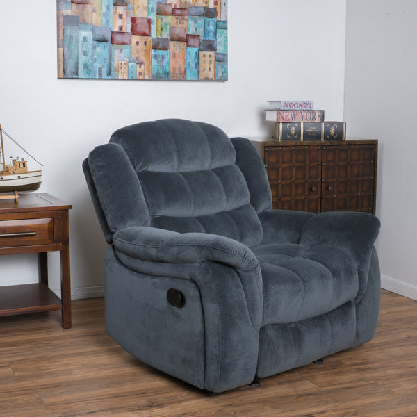 English Elm Christopher Knight Home® - Classic Glider Recliner with Luxurious PU Upholstery, Spacious Seat, Durable Frame, Ultimate Comfort Steel Gray 57412.00FSTL