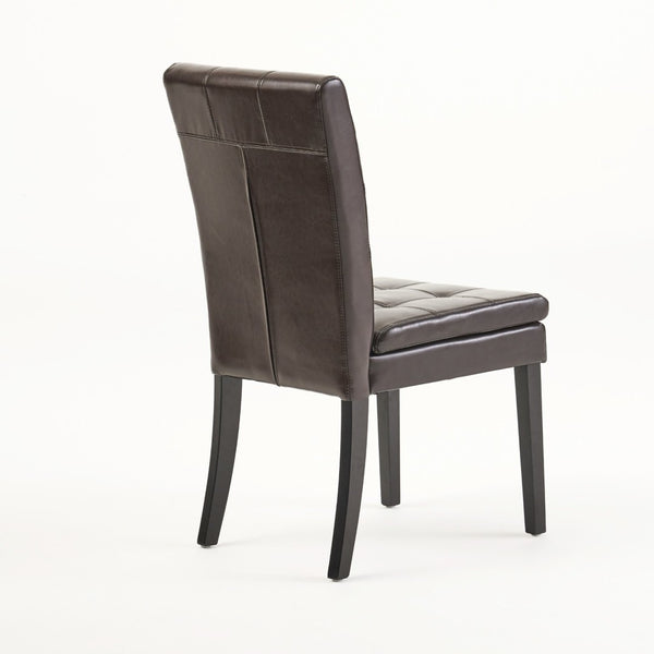 English Elm Badin Tufted Bonded Leather Dining Chairs Rubberwood Frame Set of 2 Contemporary 53447.00PU