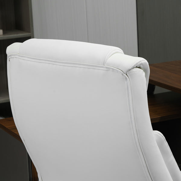 English Elm Big Big and Tall 400lbs Executive Office Chair White — Wide Seat, High-Back PU, Ergonomic, Swivel, Adjustable W2225142671