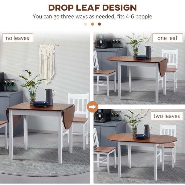 English Elm 55" Solid Wood Pine Drop-Leaf Table for Small Spaces, Expandable Dining & Homework Nook, Brown W2225142659