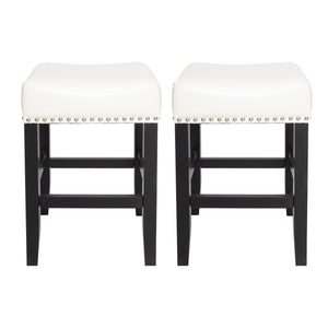 English Elm Christopher Knight Home® - 26-inch Backless Ivory Leather Counter Stool Set of 2 — Modern Bonded Leather, Bronze Hardwood Legs, 300 lb Capacity 74493.00IVR