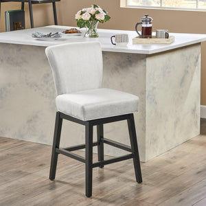 English Elm Christopher Knight Home® - SWIVEL Counter Stool Beige & Black Fabric Upholstered Seat with Wooden Legs, Cozy Swivel Comfort 57178.00FWHT