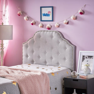 English Elm Christopher Knight Home® - Tufted Upholstered Headboard Twin Size with Button Diamond Stitch, Nailhead Trim and Adjustable Height LIGHT GREY 60665.00LGY