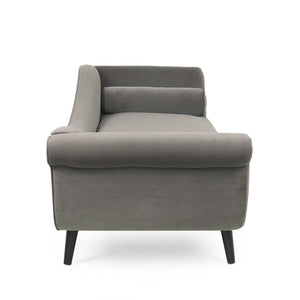 English Elm Chaise Lounge Velvet Upholstered with Birch Legs Elegant Salon Style Living Room Accent Taupe 69103.00TAU