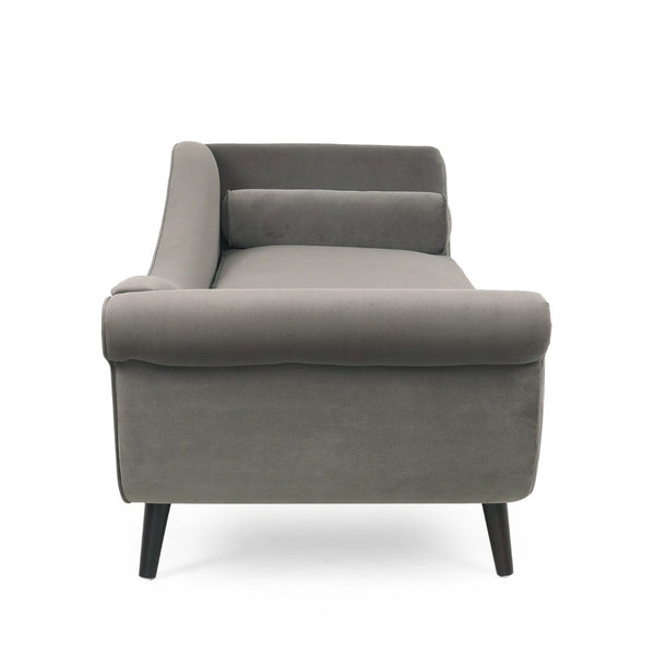 English Elm Chaise Lounge Velvet Upholstered with Birch Legs Elegant Salon Style Living Room Accent Taupe 69103.00TAU