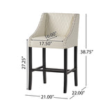 Christopher Knight Home® - Noble House - Milano Ivory Quilted Bonded Leather Bar Stool