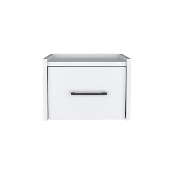 English Elm Floating Nightstand Calion Wall-Mounted White Drawer Nightstand Space-Saving Engineered Wood 17x16x5 B092142858
