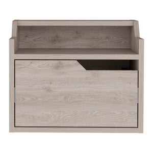 English Elm Floating Nightstand Chester Light Gray Wall-Mount Floating Shelf with Drawer, Dual-Tier Surface, Sleek Modern Bedroom Storage B092142804
