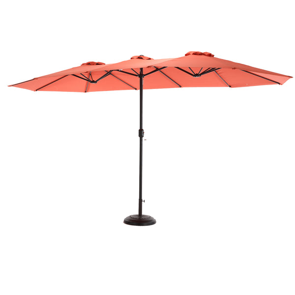 English Elm 14.8 Ft Oversized Double-Sided Rectangular Patio Umbrella with Crank, Steel Ribs, UV Protection Orange W640140331